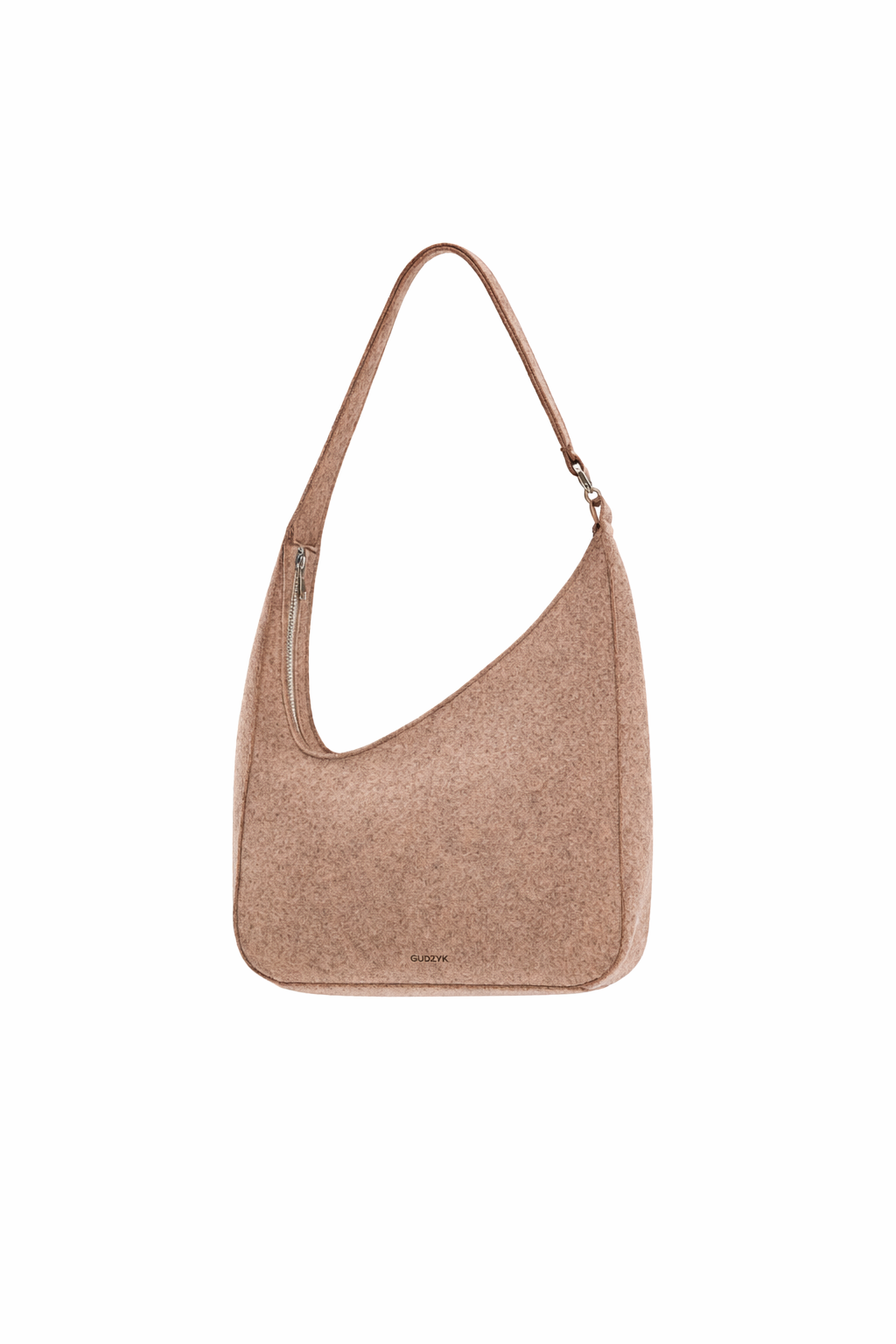 Beige shoulder bag on a white background