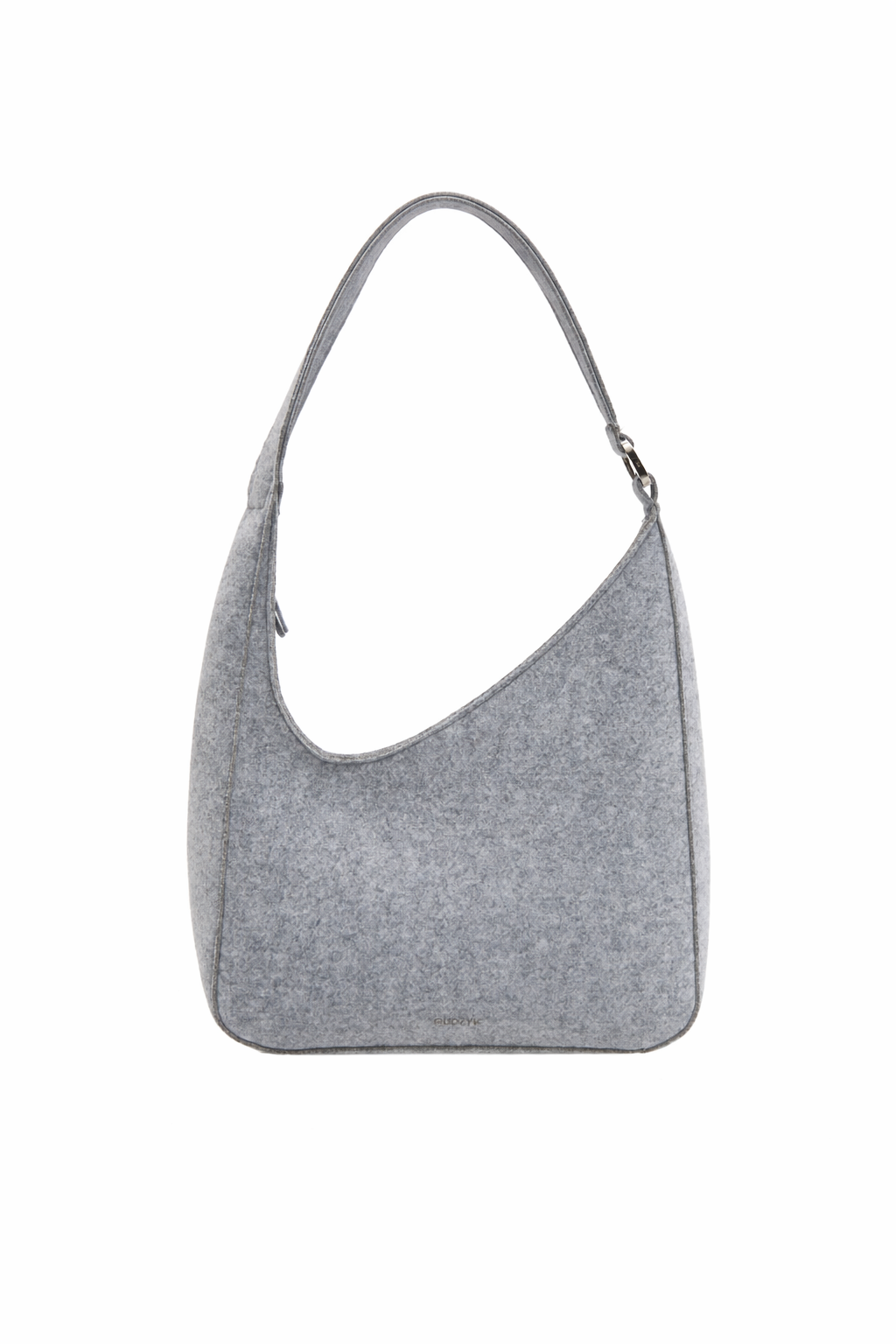 Silver shoulder bag on a white background